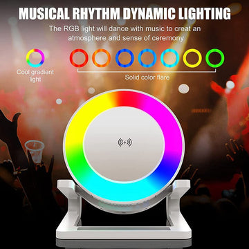 Multifunctional Four-in-one Small Night Lamp RGB Bluetooth Speaker Mobile Phone Holder 15W Wireless Charging